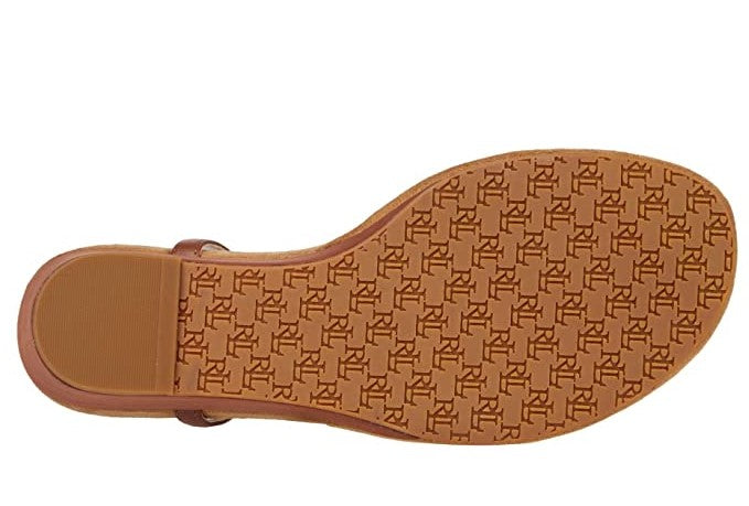 Lauren Ralph Lauren Women's Jeannie Wedge Sandals Tan Leather Size 10