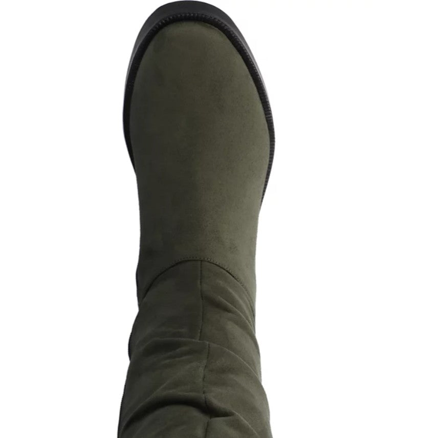 Journee Collection Women's Mirinda Wide Calf Rouched Stretch Knee High Boots