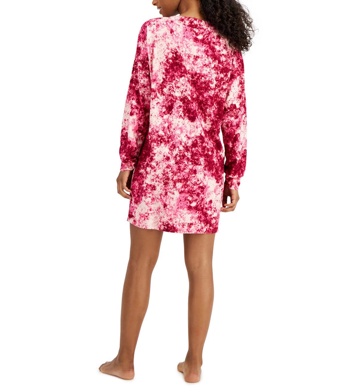 Jenni Women's Printed Long-Sleeve Sleep Shirt Pink Splash Tie Dye