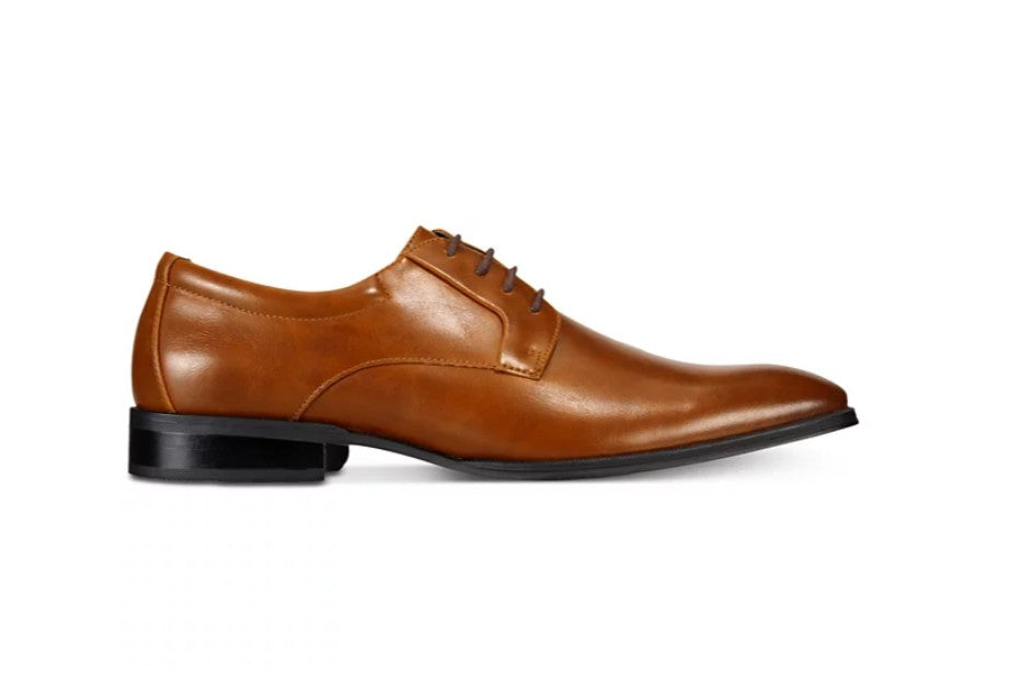 Alfani Men's Andrew Plain Toe Derbys Dress Shoes Dark Tan Size 10.5