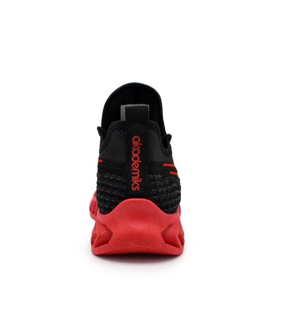 Akademiks Men's Fit 2.0 Knit Jogger Sneakers Black Red Size 10