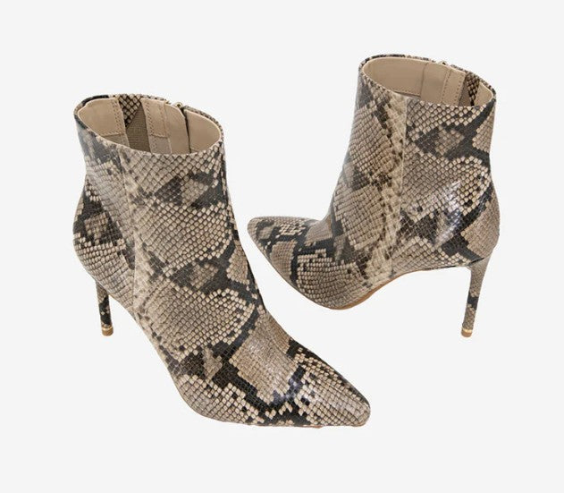 Kenneth Cole New York Women's Quincy Snakeskin Leather Heel Ankle Bootie