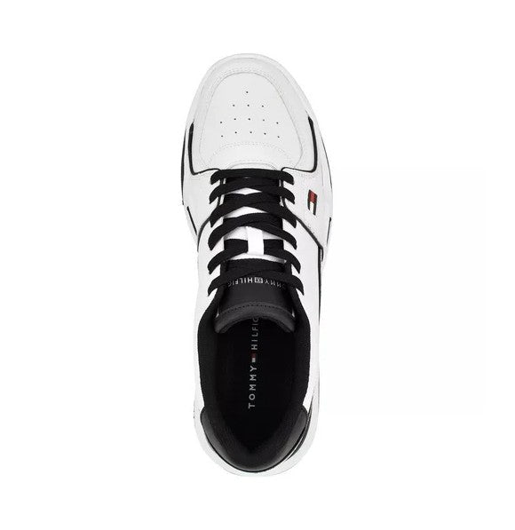 Tommy Hilfiger Men's Ville Lace Up Low Top Sneakers White-Balck Size 10