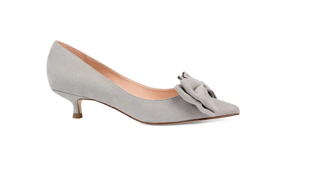 Journee Collection Women's Orana Bow Heels Shoes Grey Size 11