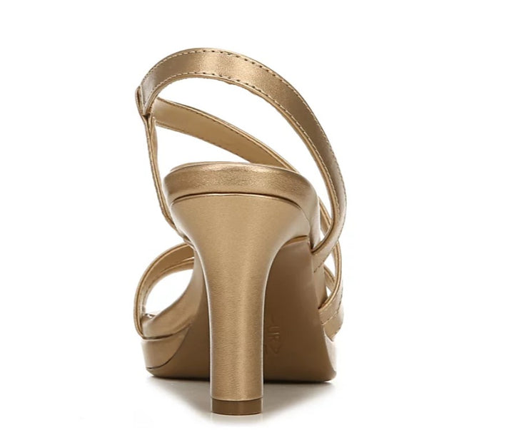 Naturalizer Women's Brenta Strappy Dress Sandals Bronze Pearl Faux Leather