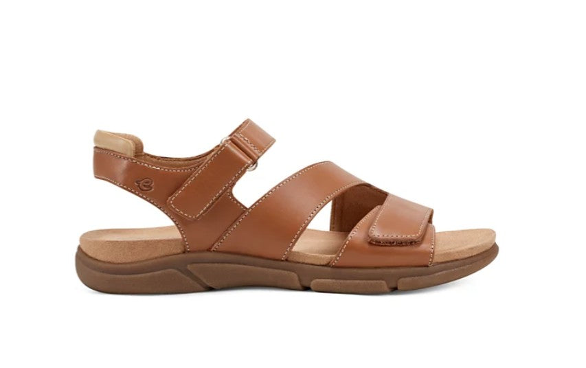 Easy Spirit Mavey Strappy Leather Open Toe Flat Sandals Brown Leather Size 10