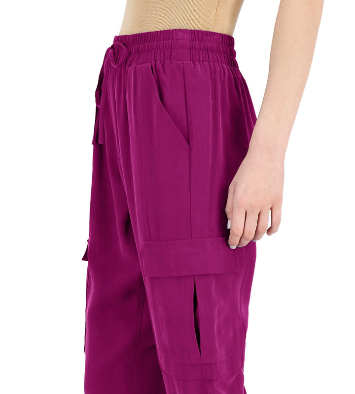 INC International Concepts Women's Pull-on Utility Jogger Pants Cranberry Rose