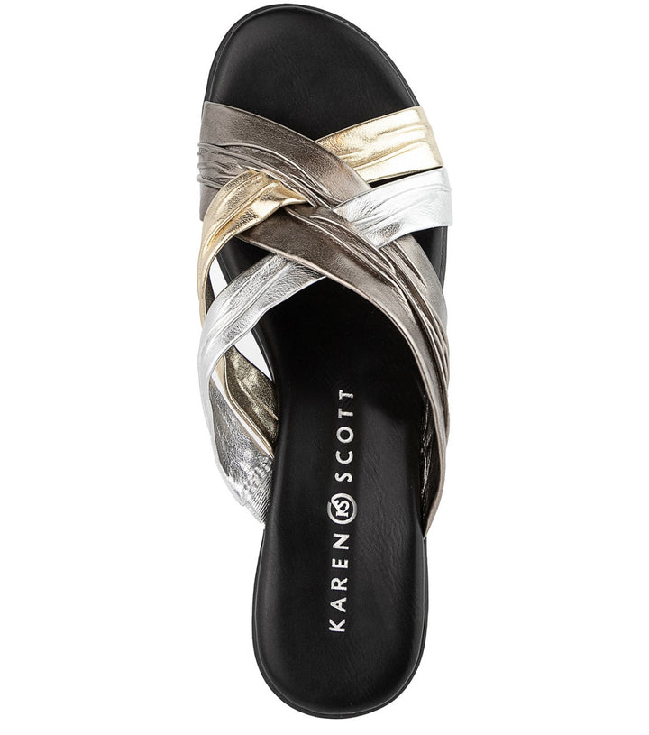 Karen Scott Women's Cushioned Metallic Shirlei Slip On Wedge Sandal Size 6.5 M