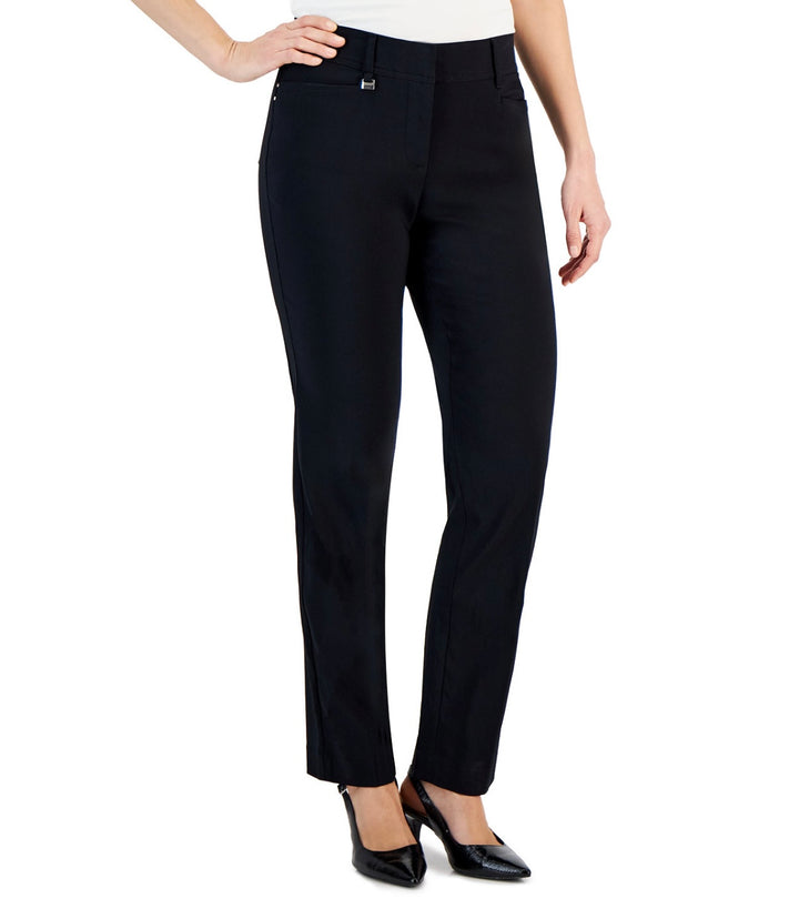 JM Collection Women's Curvy Slim Leg Pants Deep Black Size Petite 12P Short