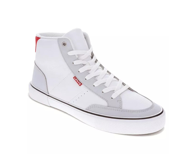 Levi's Men's Munro Mid Casual Sneakers White Gray Red Size 8.5