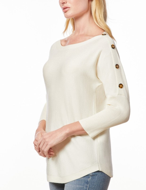 Melissa Paige Women's Dolman-Sleeve Buttoned-Sleeve Sweater Papyrus Size XL