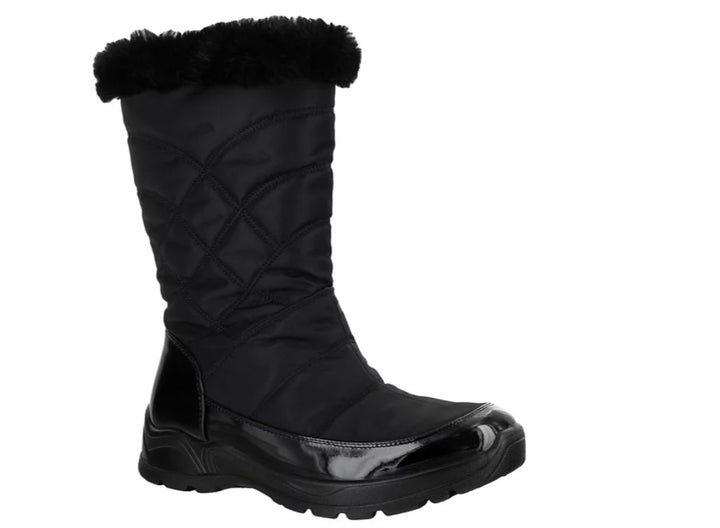 Easy Street Women's Easy Dry by Cuddle Waterproof Boots Black Patent Size 11