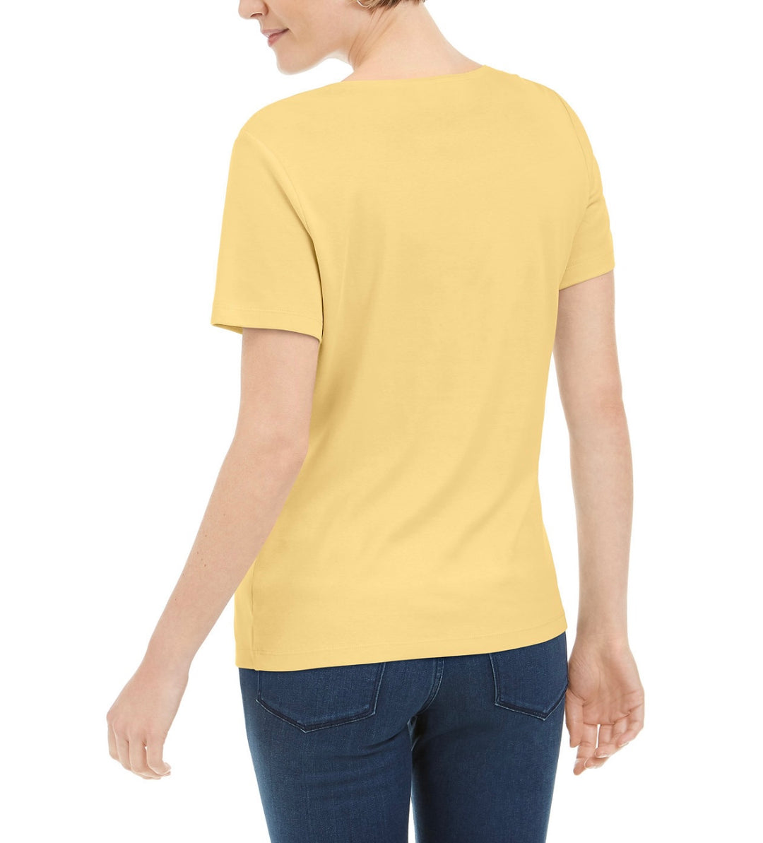 Karen Scott Women's Cotton Short Sleeve Scoop Neck Top Citron Aura