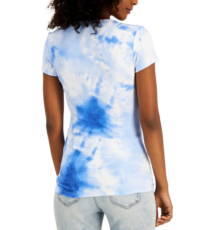 INC International Concepts Women's Short Sleeve Tie-Dyed Ribbed Top Size S