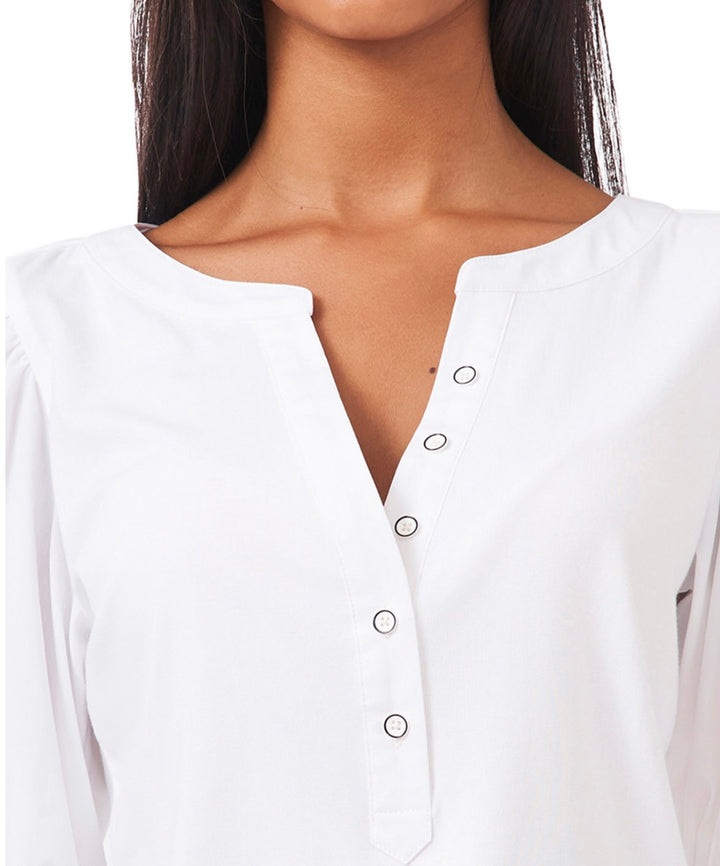 Riley & Rae Women's Puff-Sleeve Top Ultra White Size L