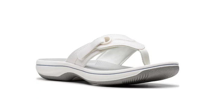 Clarks Cloudsteppers Breeze Reyna Flip-Flop Sandals White Textile Size 10