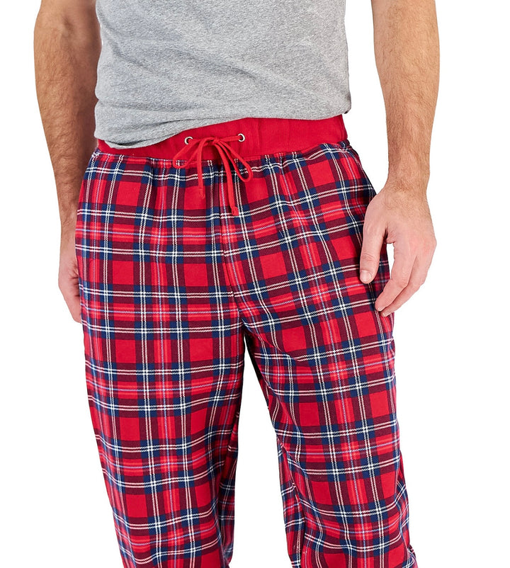 Charter Club Men's Printed Plaid Matching Jogger Pants Cardinal Holiday Plaid