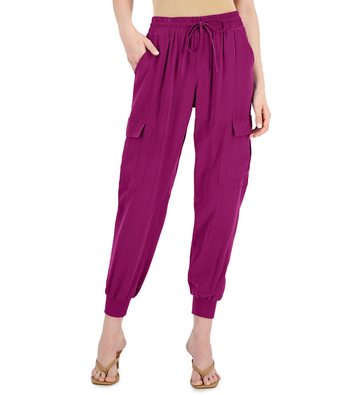 INC International Concepts Women's Pull-on Utility Jogger Pants Cranberry Rose