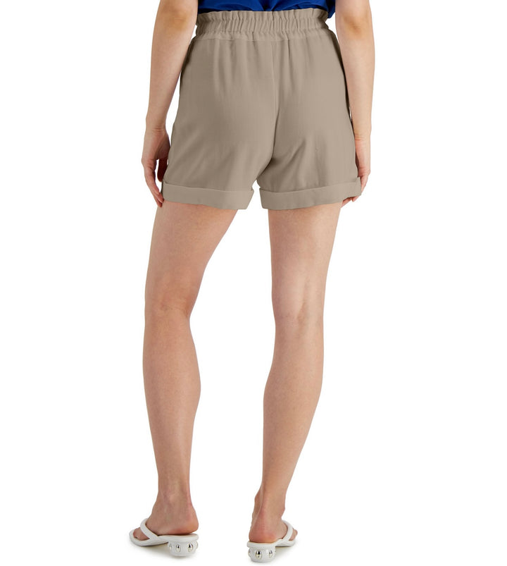 INC International Concepts Women's High Rise Twill Shorts Toasted Twine Size 16