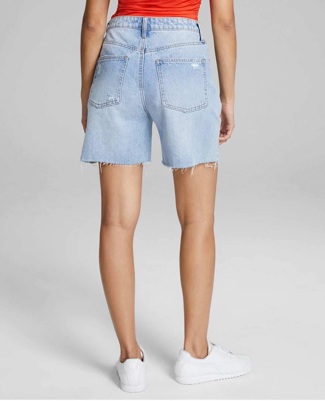 And Now This Women's Cotton Asymmetrical-Button Denim Shorts Anson