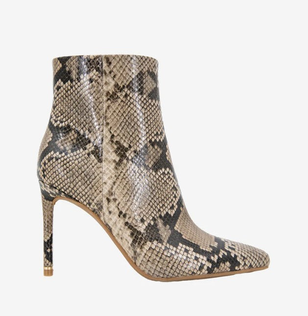 Kenneth Cole New York Women's Quincy Snakeskin Leather Heel Ankle Bootie