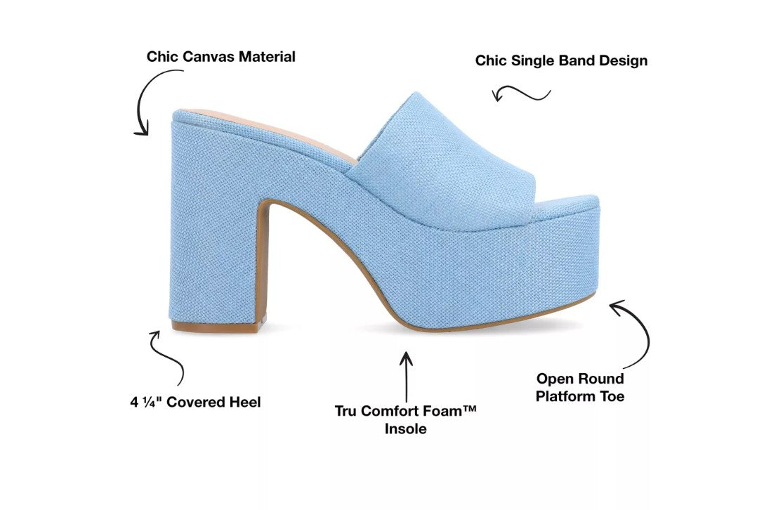 Journee Collection Women's Enyya Canvas Platform Sandals Blue Size 6.5
