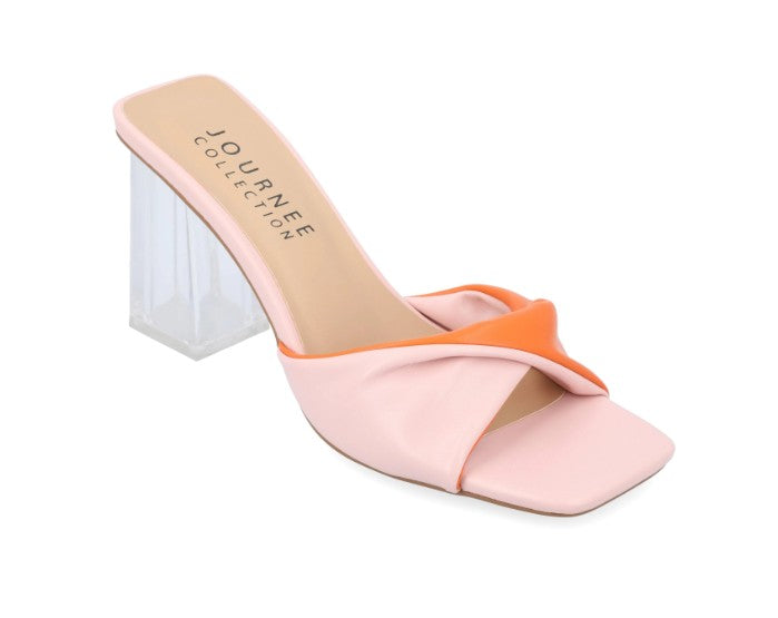 Journee Collection Women's Aylia Twist Slip On Block Heel Sandals Pink Size 6.5