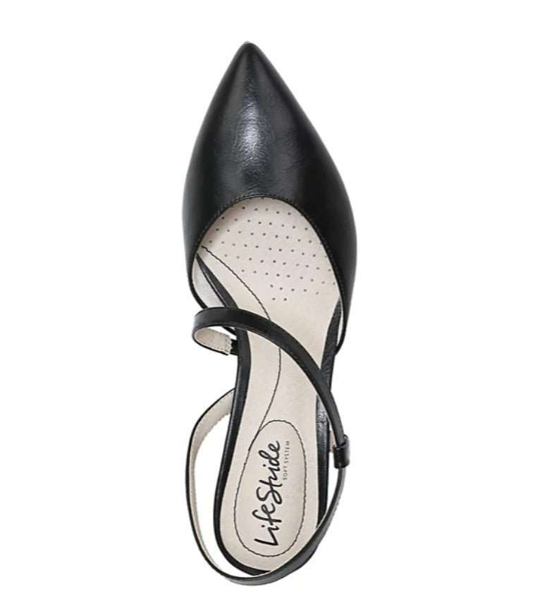 LifeStride Women's Minimalist Slingback Kitten Heel Pumps Black Size 7
