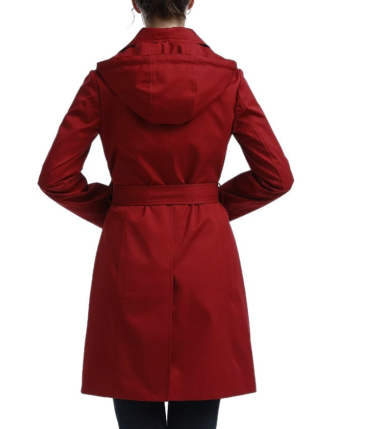 Kimi + Kai Women's Elsa Water-Resistant Hooded Trench Coat Red Size XL