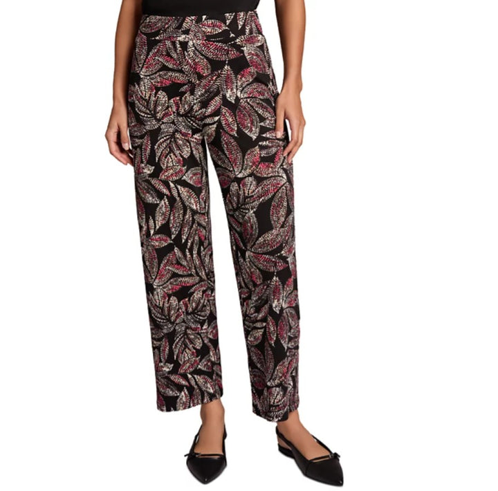 Jones New York Women's Printed Wide-Leg Pull-On Pants Dark Brown Petite Size PXL