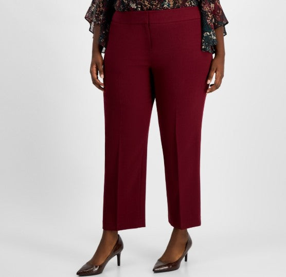 Kasper Women's Stretch Crepe Slim Leg Pant Shiraz Plus Size 22W