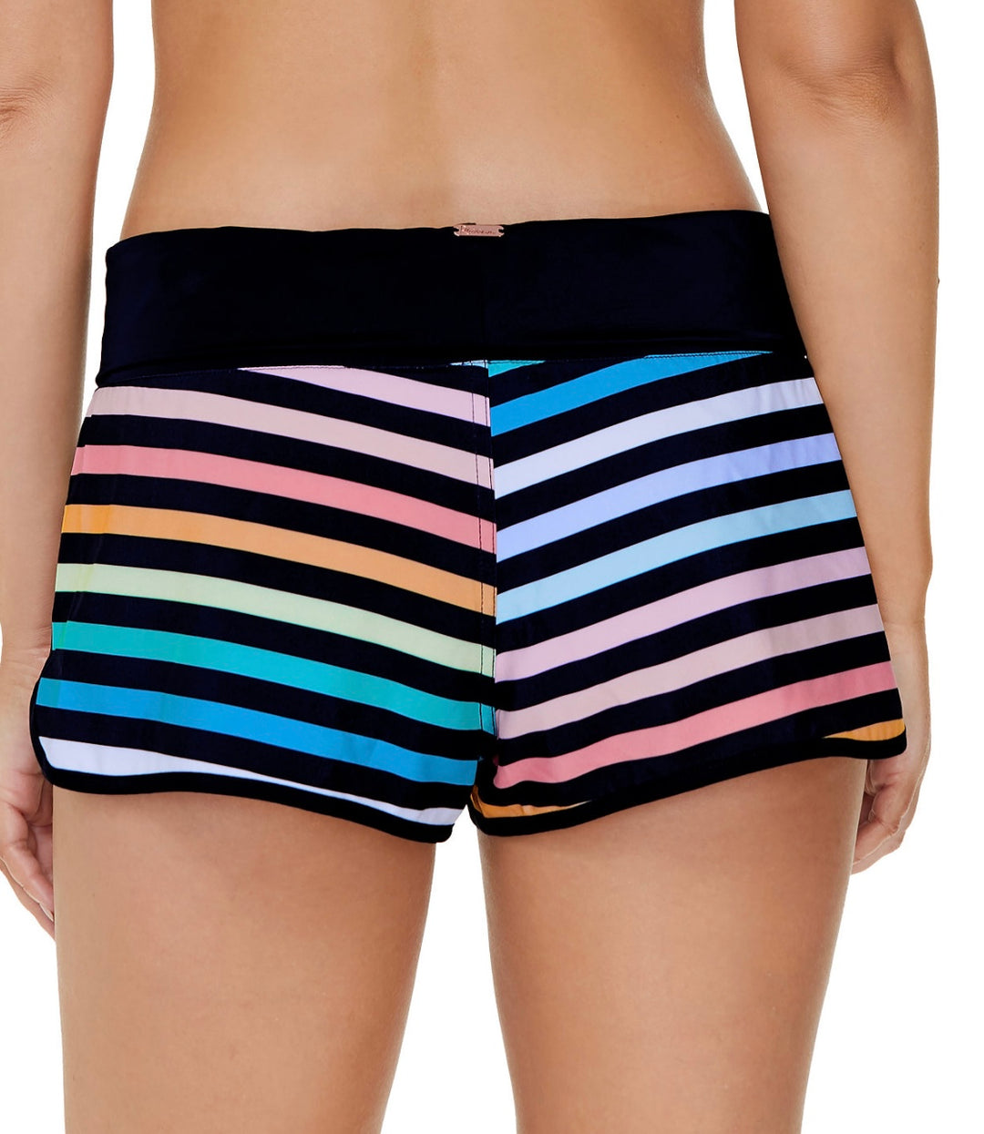 Raisins Juniors' Swimwear Striped Aloha Surf Shorts Black Size XL