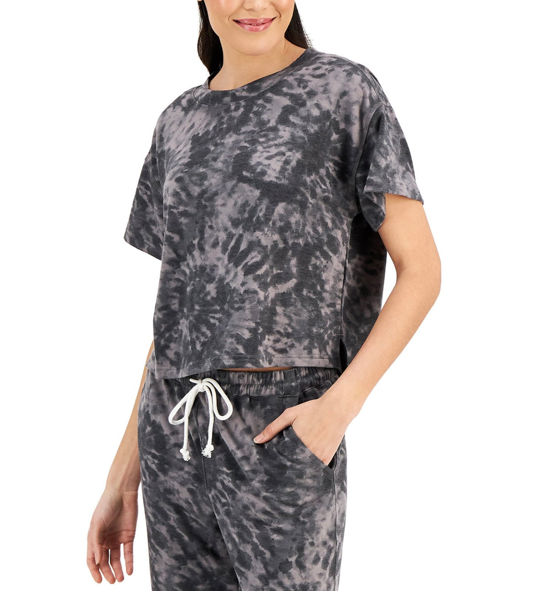 Jenni Women's Super Soft Pajama T-Shirt Grey Swirl Tiedye