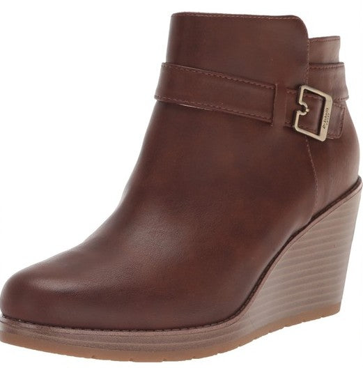 Dr. Scholl's Women's One Up Zipper Wedge Booties Copper Brown Size 8