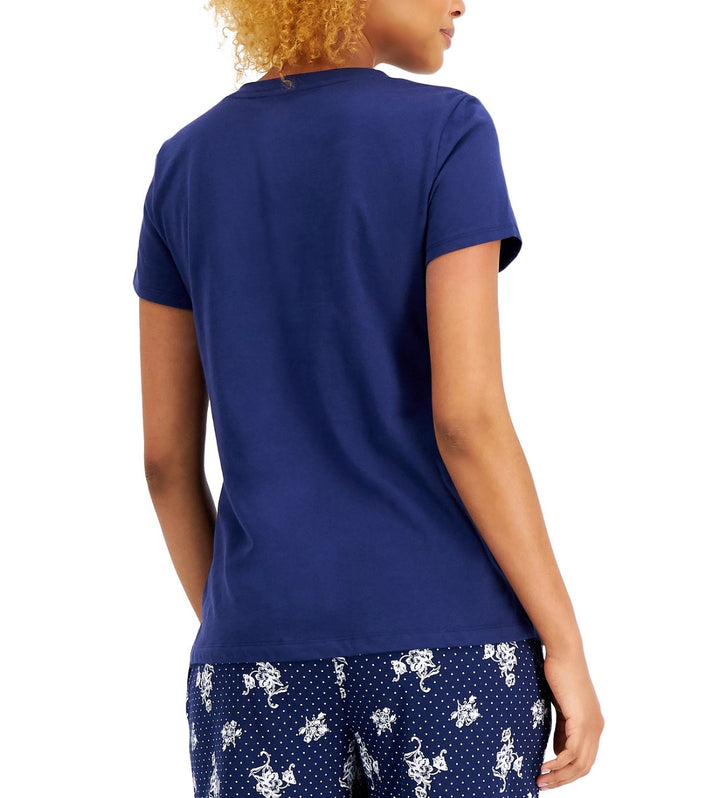 Charter Club Women's Everyday Cotton V-Neck Pajama T-Shirt Medieval Blue