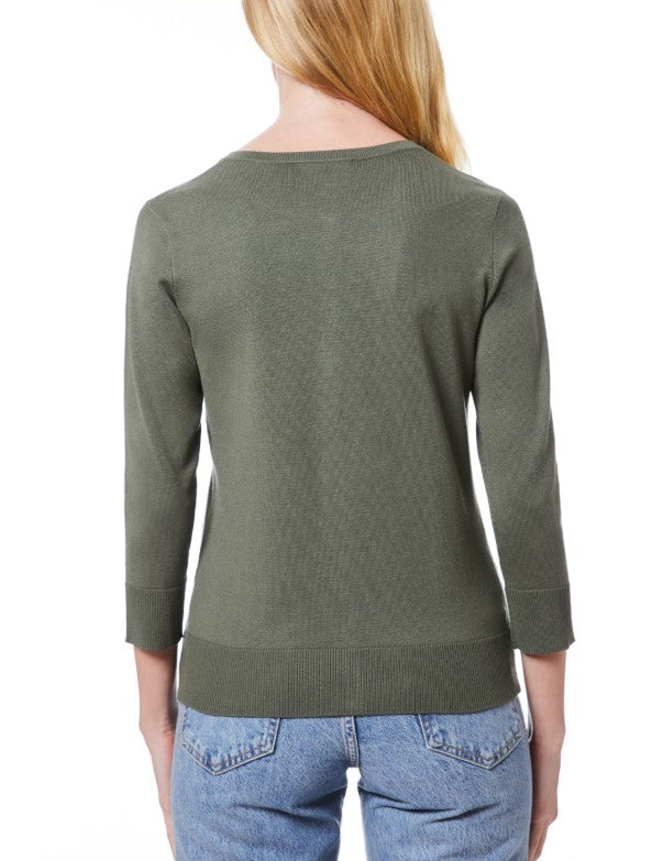 Melissa Paige Women's Novelty Button-Front Cardigan Sweater Olive Size XL