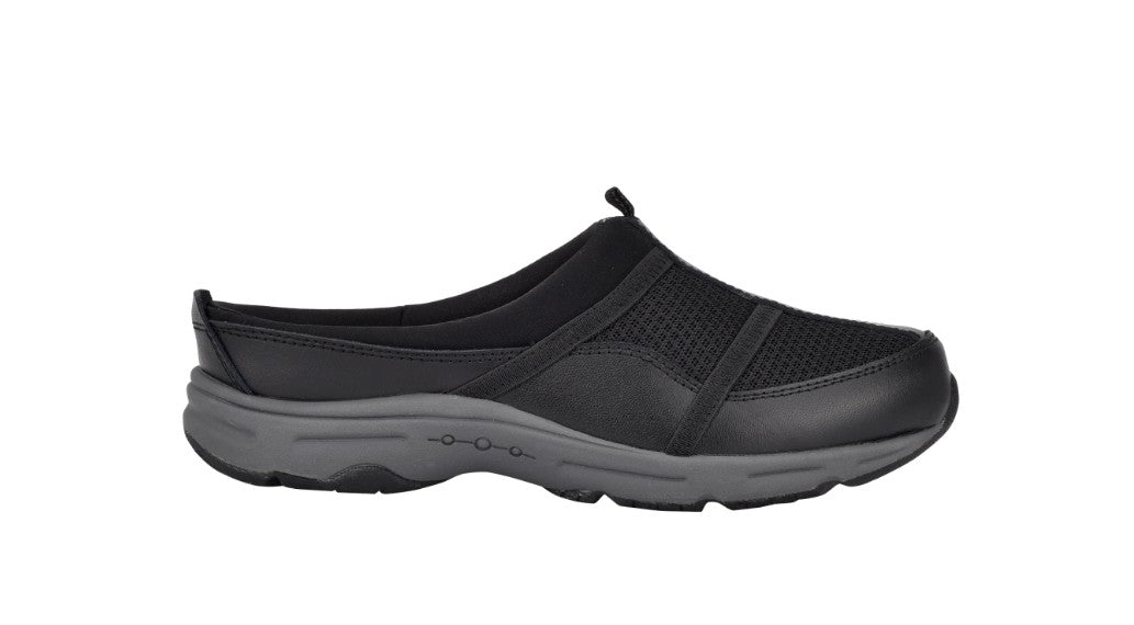 Easy Spirit Women's Argyle Mesh Clogs Shoes Black Leather Size 8