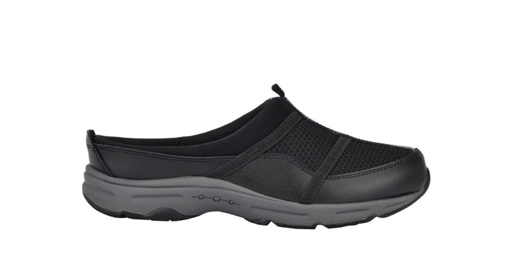 Easy Spirit Women's Argyle Mesh Clogs Shoes Black Leather Size 8