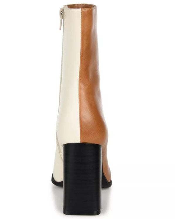 Journee Collection Women's January Two Tone Booties Cognac Size 10