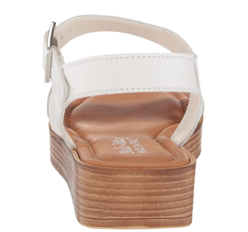 Bella Vita Women's Car-Italy Leather Wedge Sandals White Leather Size 7