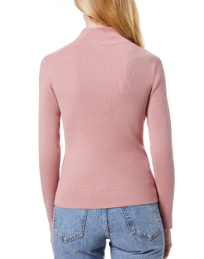 Melissa Paige Women's Ribbed Mock-Neck Sweater Blush Pink Size XL