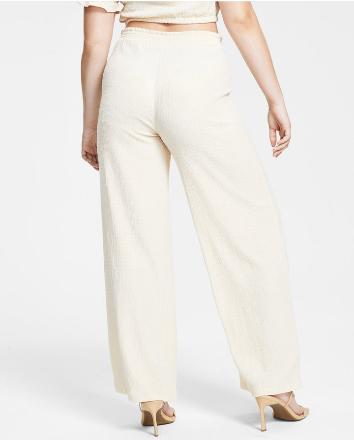 Bar III Women's Pockets Elastic Waist Crinkle-Texture Pull-On Pants Trunk Wood