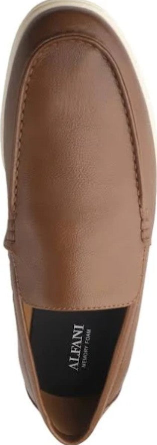 Alfani Men's Memory Foam Porter Faux Leather Loafer Shoes Tan Size 9M