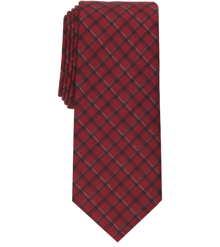 Alfani Men's Slim Shadow Check Tie Red One Size