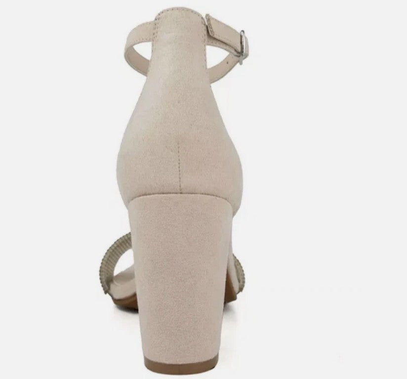Sugar Women's Machelene Dress Heel Sandals Nude Rhinestone Size 7