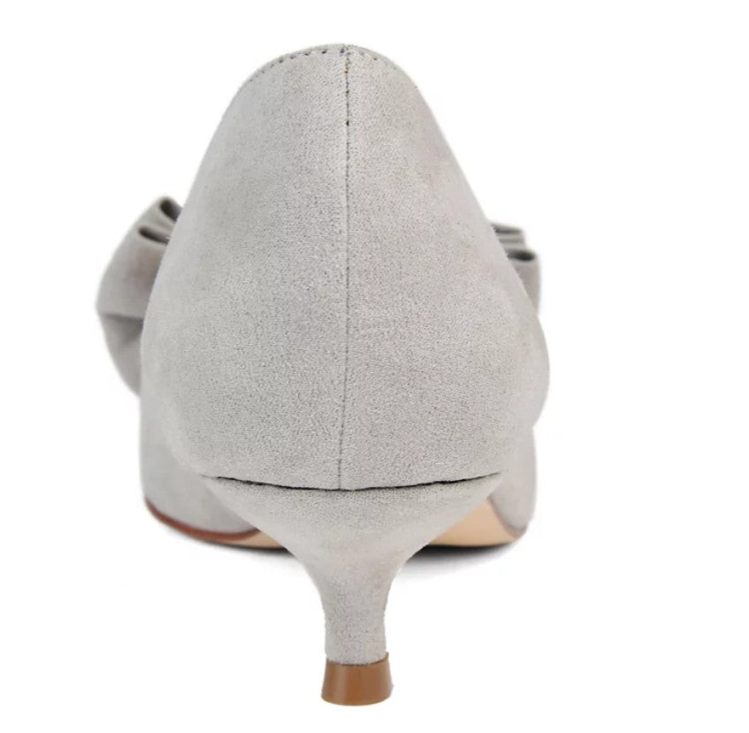 Journee Collection Women's Orana Bow Heels Shoes Grey Size 11