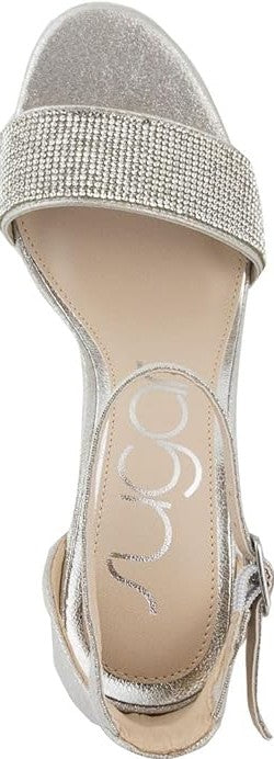 Sugar Women's Machelene Dress Heel Sandals Silver Rhinestone Size 7 1/2 M
