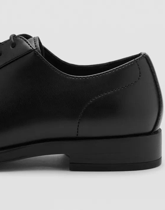 MNG Mango Men's Lace-Up Closure Leather Suit Shoes Black Size 10