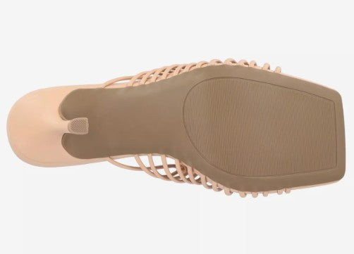 Journee Collection Women's Square Open Toe Saskia Sandal Nude Size 5.5