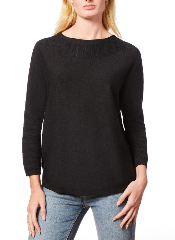 Melissa Paige Women's Boat-Neck Chevron-Stitch Dolman-Sleeve Sweater Size L